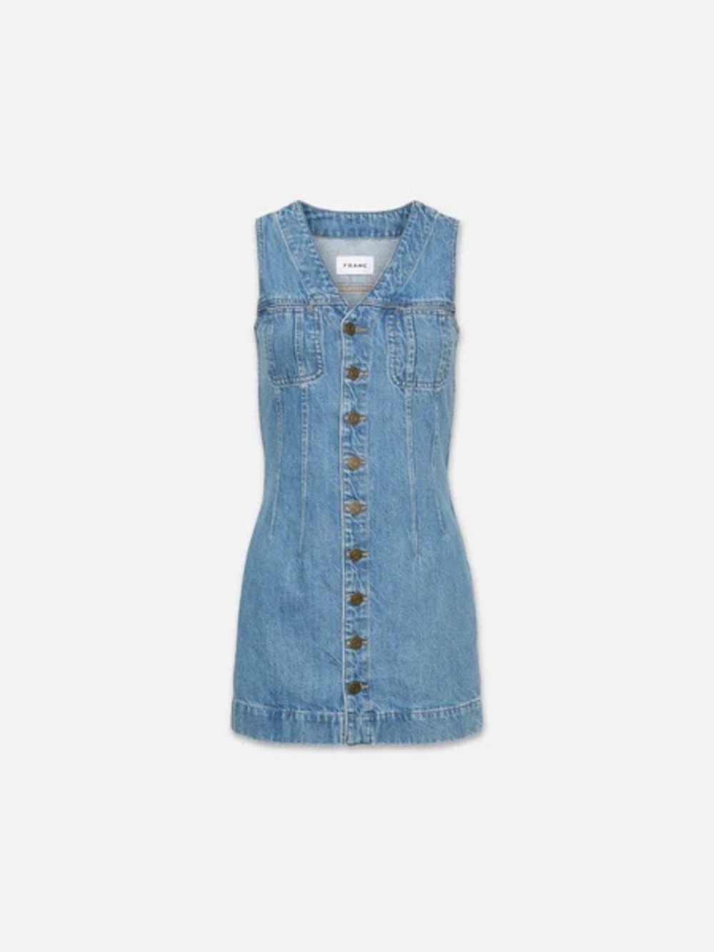 Frame Denim Light Blue Button-Front Sleeveless Mini Dress